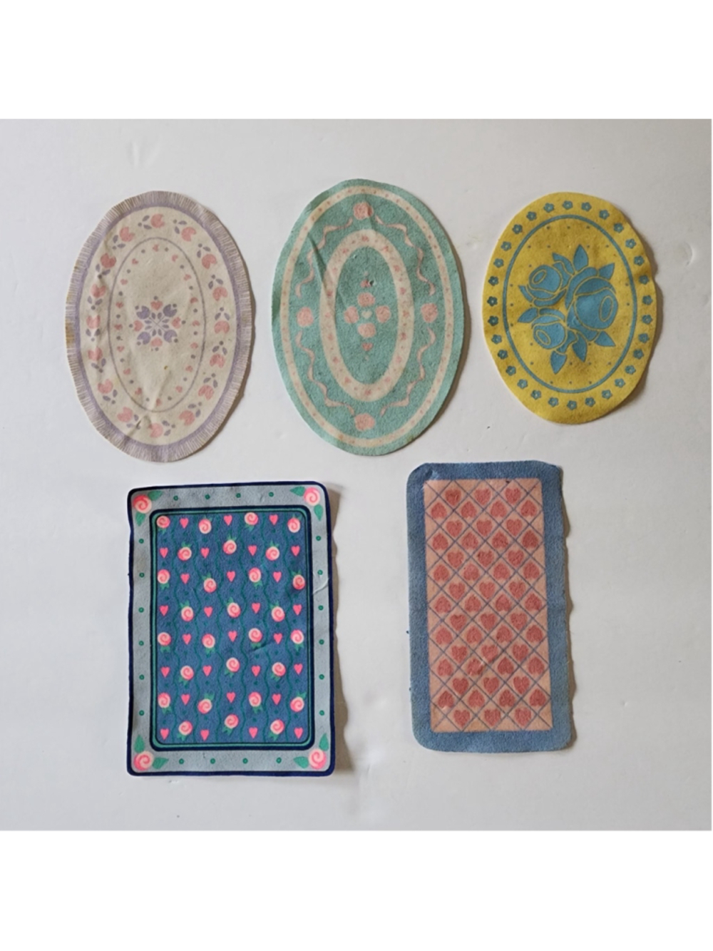 Lot of 5 Vintage Dollhouse Rugs Mats Fisher Price Loving Family Playskool
